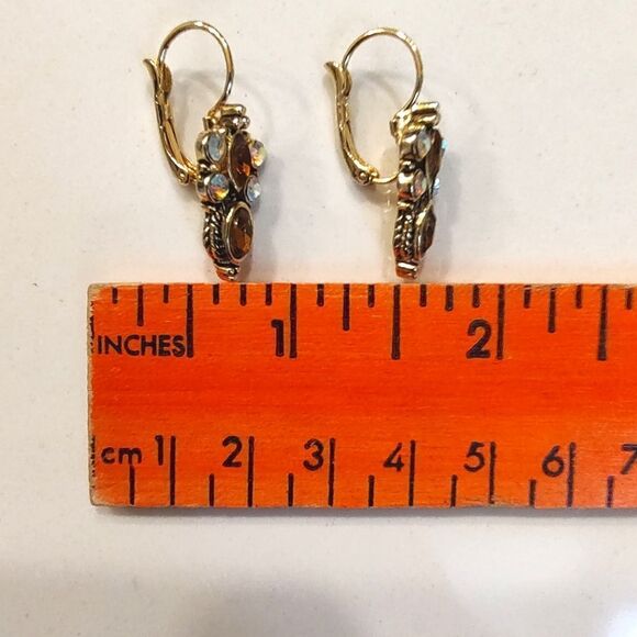 Aurora Borealis Drop Pierced Earrings French Lever Back - Picture 5 of 7